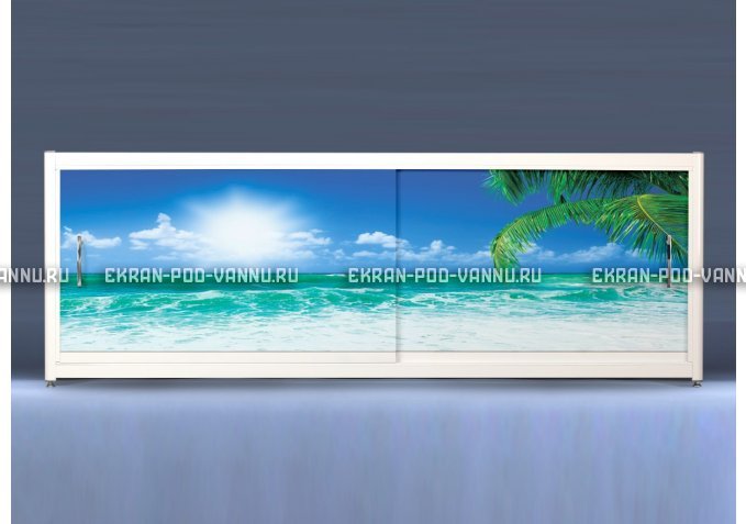 Экран на роликах EUROPLEX Пляж – купить по цене 12400 руб. в интернет-магазине в городе Липецк картинка 1