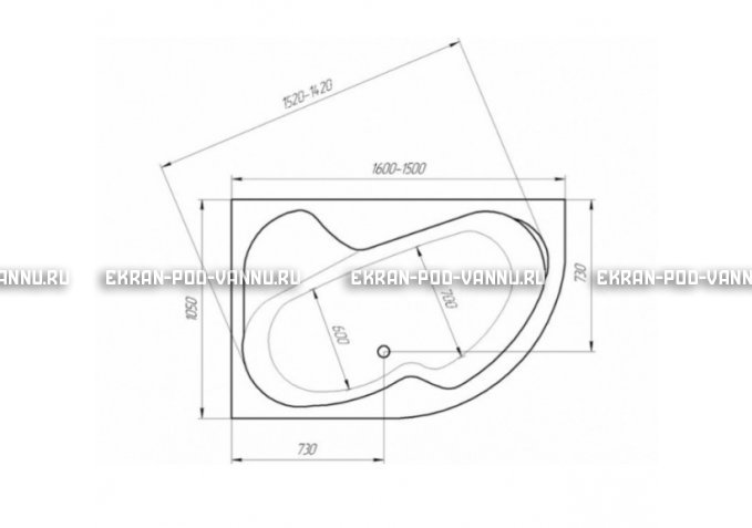 Акриловая ванна 1MarKa Aura 150x105 – купить по цене 16250 руб. в интернет-магазине в городе Липецк картинка 3