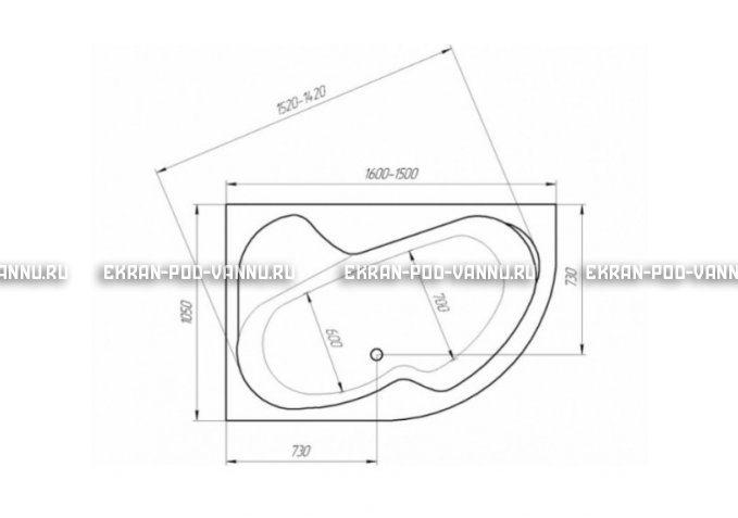 Акриловая ванна 1MarKa Imago 160x105 – купить по цене 16700 руб. в интернет-магазине в городе Липецк картинка 3
