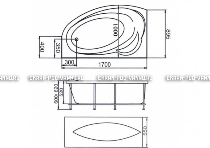 Акриловая ванна 1MarKa Julianna 170x100 – купить по цене 21320 руб. в интернет-магазине в городе Липецк картинка 3