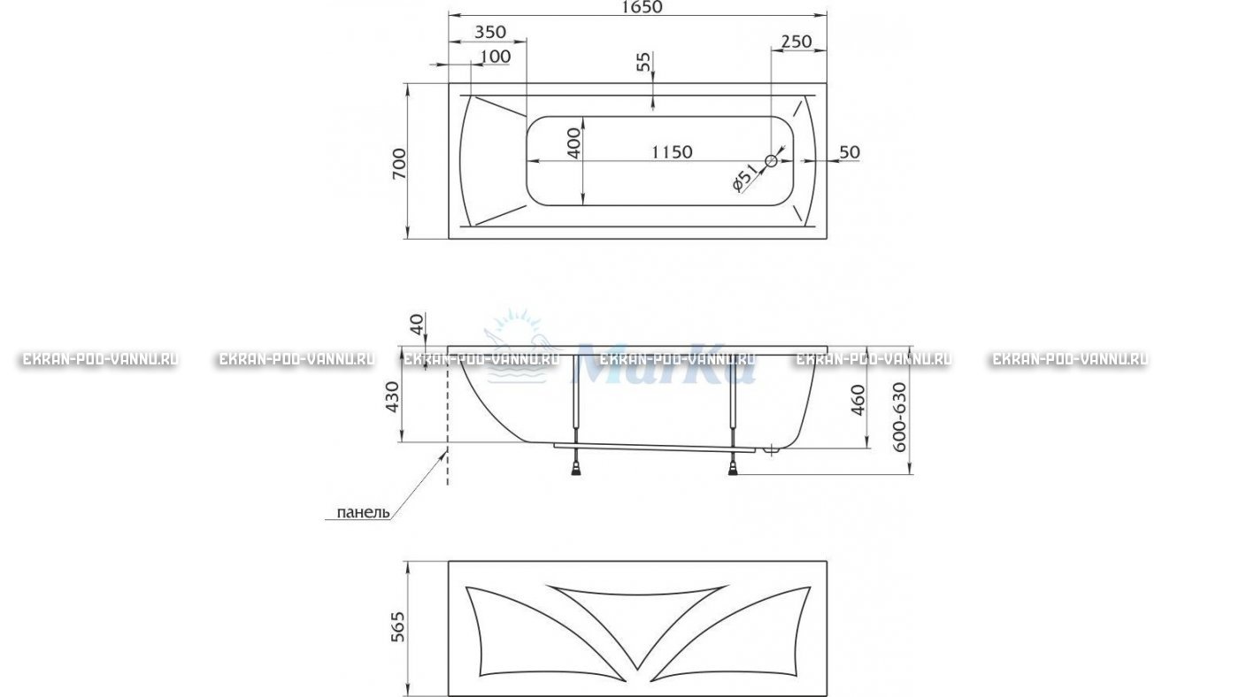 Акриловая ванна 1MarKa Modern 165x70 – купить по цене 9810 руб. в интернет-магазине в городе Липецк картинка 16