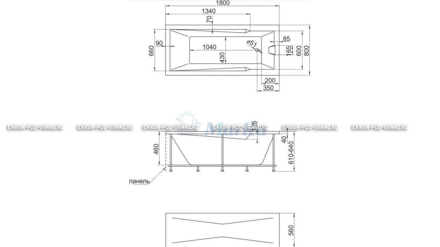 Акриловая ванна 1MarKa Raguza 180x80 – купить по цене 17854 руб. в интернет-магазине в городе Липецк картинка 13