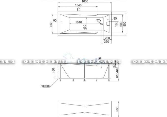 Акриловая ванна 1MarKa Raguza 180x80 – купить по цене 17854 руб. в интернет-магазине в городе Липецк картинка 4