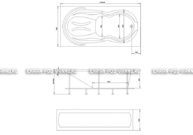 Акриловая ванна 1MarKa Taormina 180x90 – купить по цене 17670 руб. в интернет-магазине в городе Липецк картинка 3