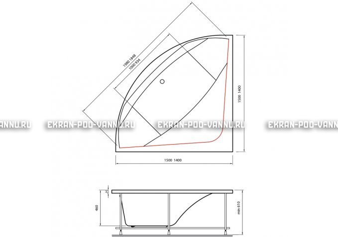 Акриловая ванна Vayer Boomerang 140x140 – купить по цене 53070 руб. в интернет-магазине в городе Липецк картинка 4