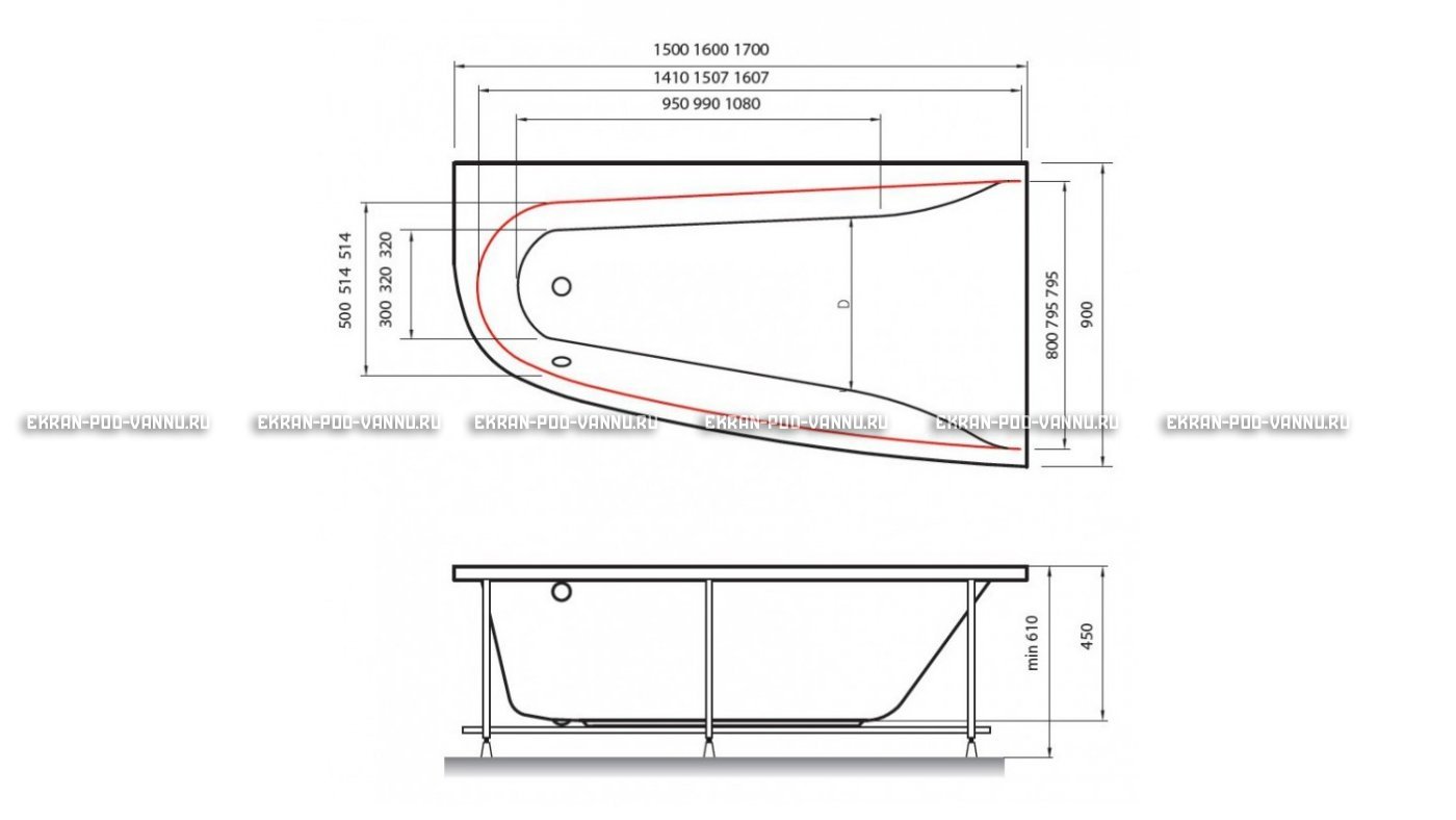 Акриловая ванна Vayer Boomerang 160x90 – купить по цене 52780 руб. в интернет-магазине в городе Липецк картинка 10