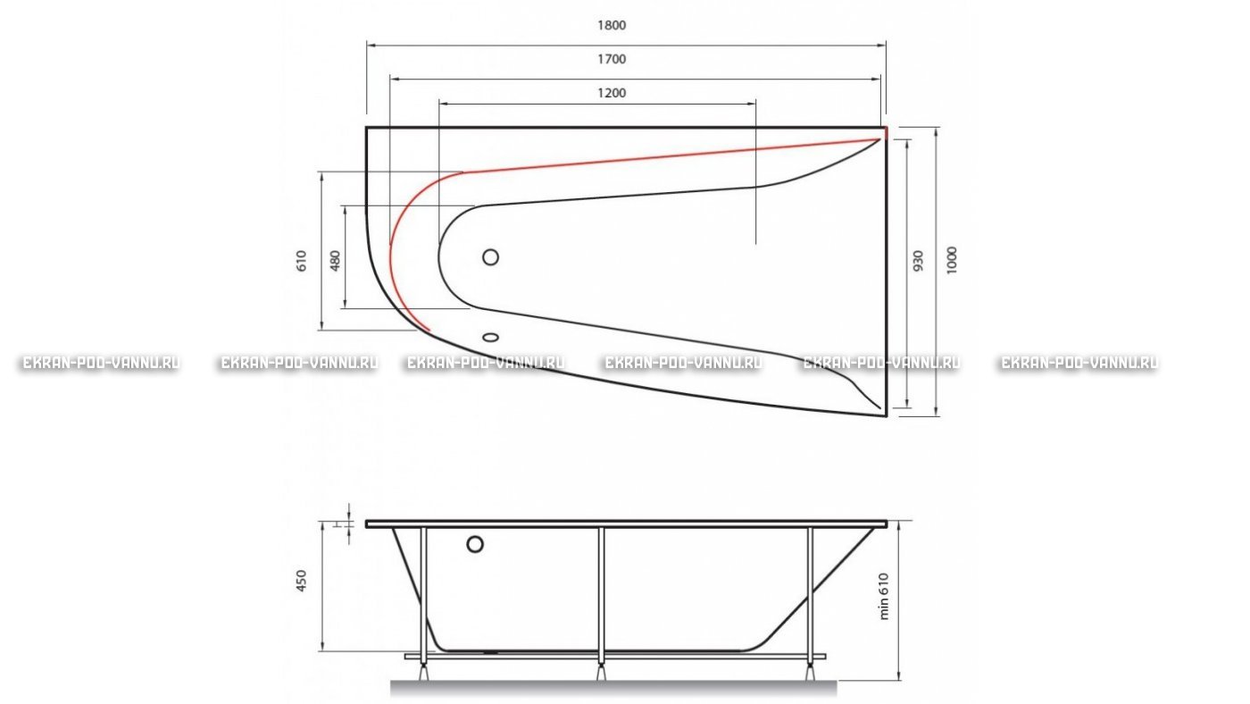 Акриловая ванна Vayer Boomerang 180x100 – купить по цене 53030 руб. в интернет-магазине в городе Липецк картинка 13