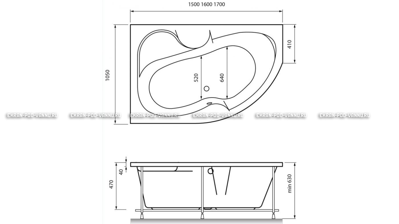 Акриловая ванна Vayer Azalia 150x105 – купить по цене 27800 руб. в интернет-магазине в городе Липецк картинка 16