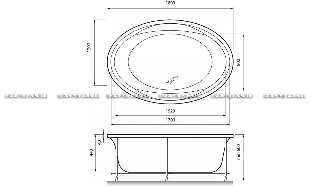 Акриловая ванна Vayer Opal 180x120 – купить по цене 33850 руб. в интернет-магазине в городе Липецк картинка 13