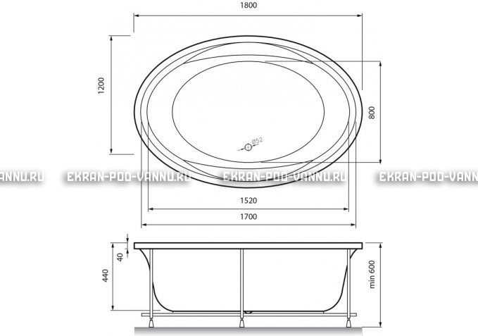Акриловая ванна Vayer Opal 180x120 – купить по цене 33850 руб. в интернет-магазине в городе Липецк картинка 4