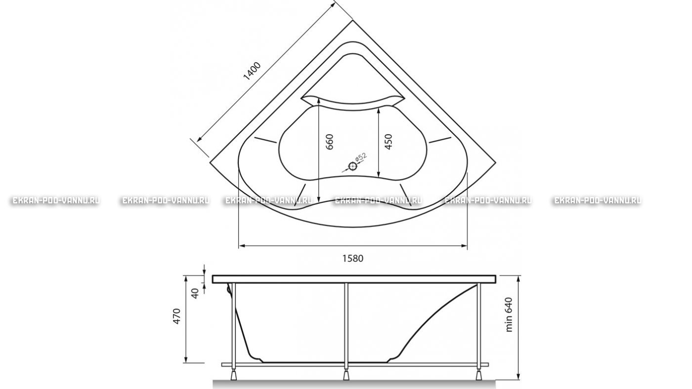 Акриловая ванна Vayer Persefona 140x140 – купить по цене 25230 руб. в интернет-магазине в городе Липецк картинка 15
